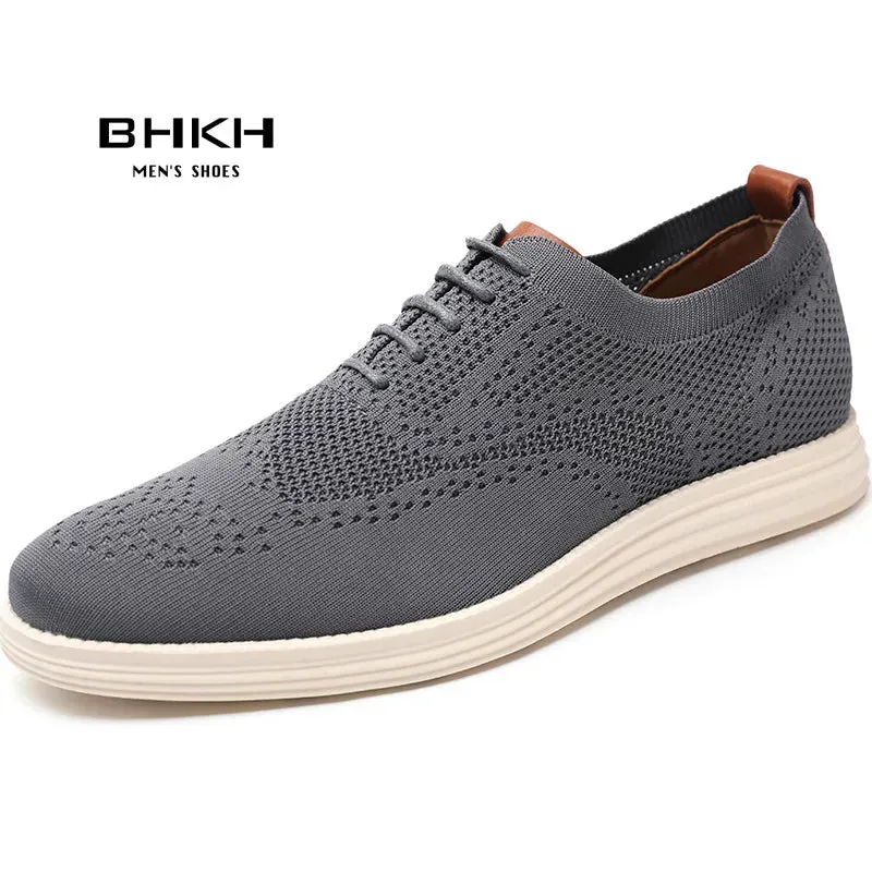 BHKH Male Sneakers Summer Knitted Mesh Casual Shoes Lightweight Casual Shoes Breathable Walking Footwear