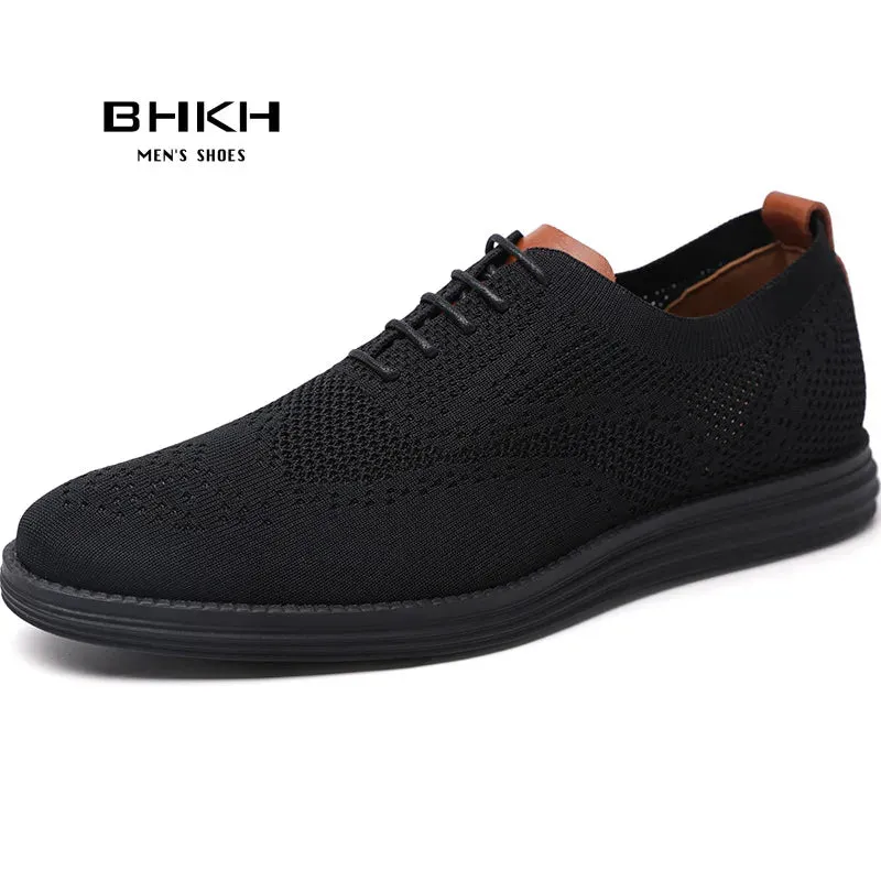 BHKH Male Sneakers Summer Knitted Mesh Casual Shoes Lightweight Casual Shoes Breathable Walking Footwear