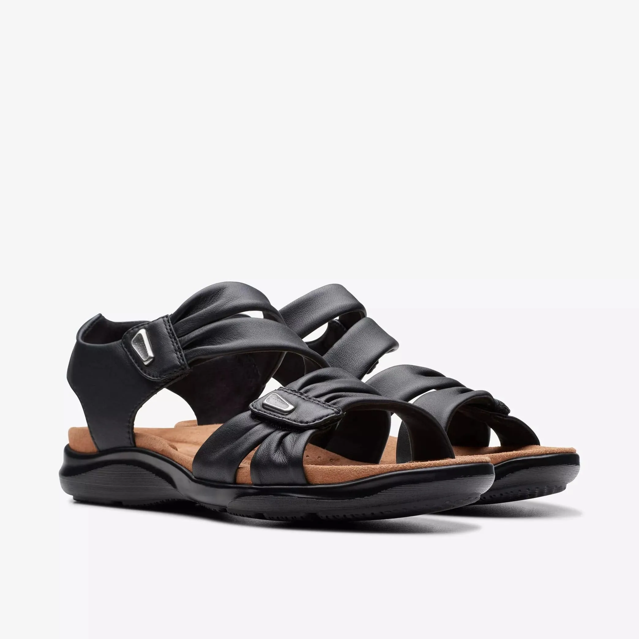 Clarks Women's Kitly Ave Sandals- Black Leather