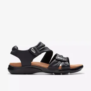 Clarks Women's Kitly Ave Sandals- Black Leather