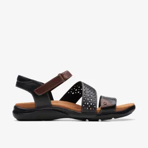 Clarks Women's Kitly Way Sandals- Black Leather