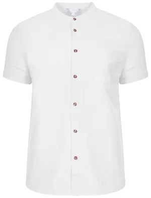 Clayton Granddad Collar Button Up Shirt in White