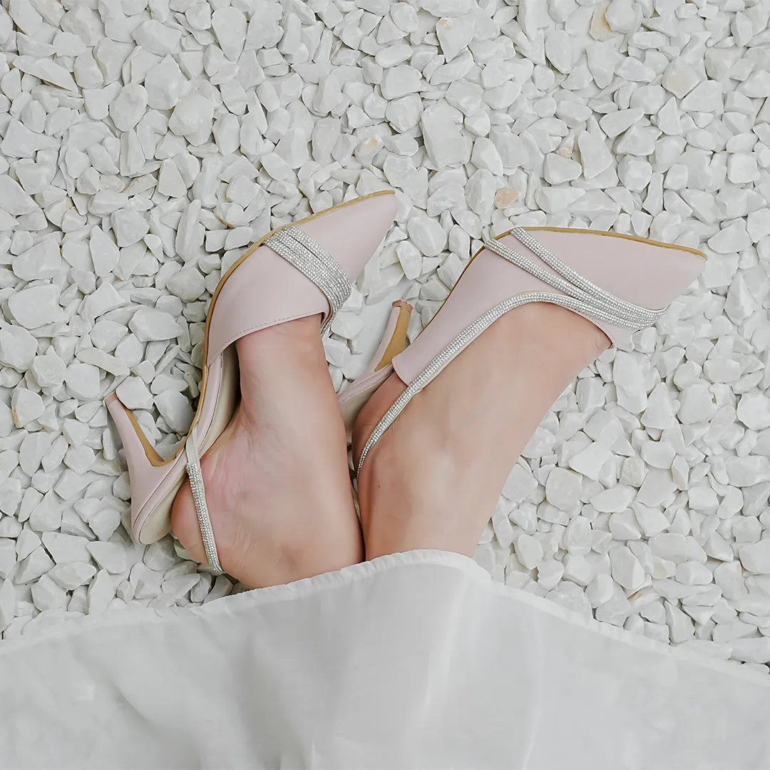 Crystal Cascade Heels Pink