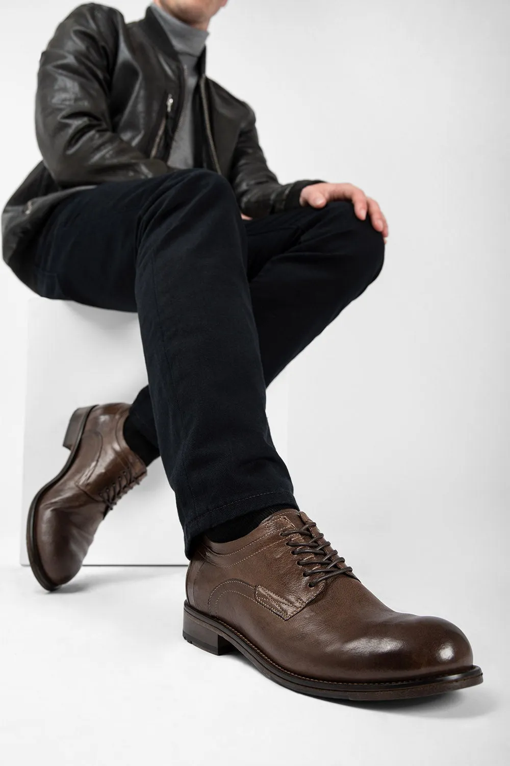 CURZON husk-brown derby shoes.