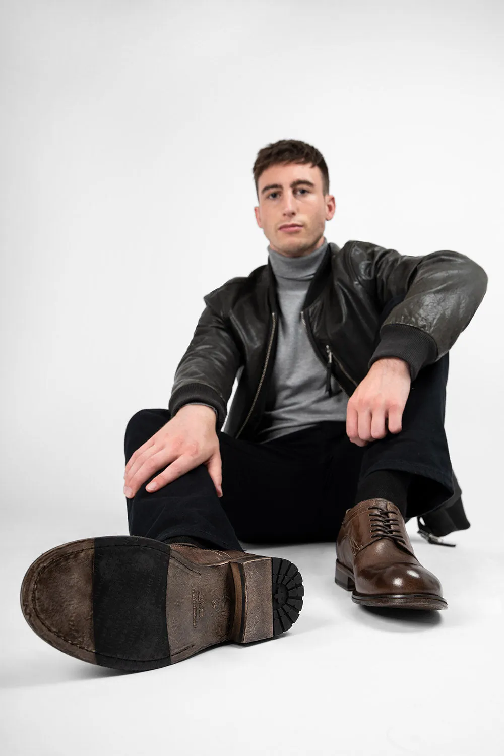 CURZON husk-brown derby shoes.