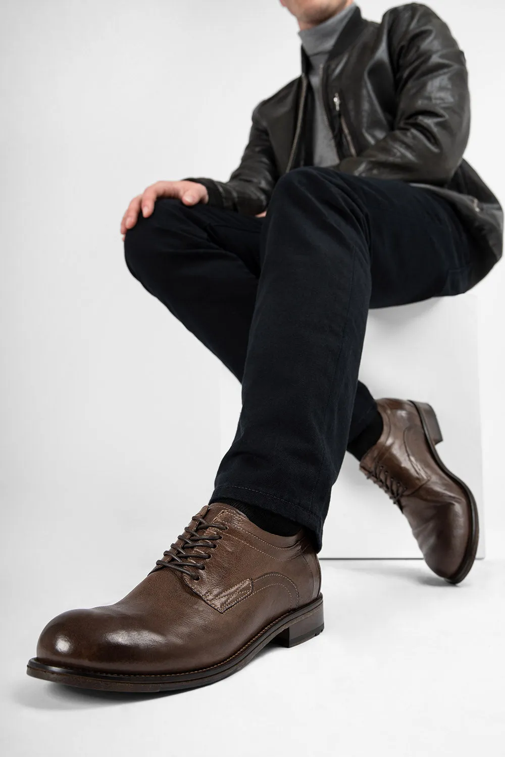 CURZON husk-brown derby shoes.