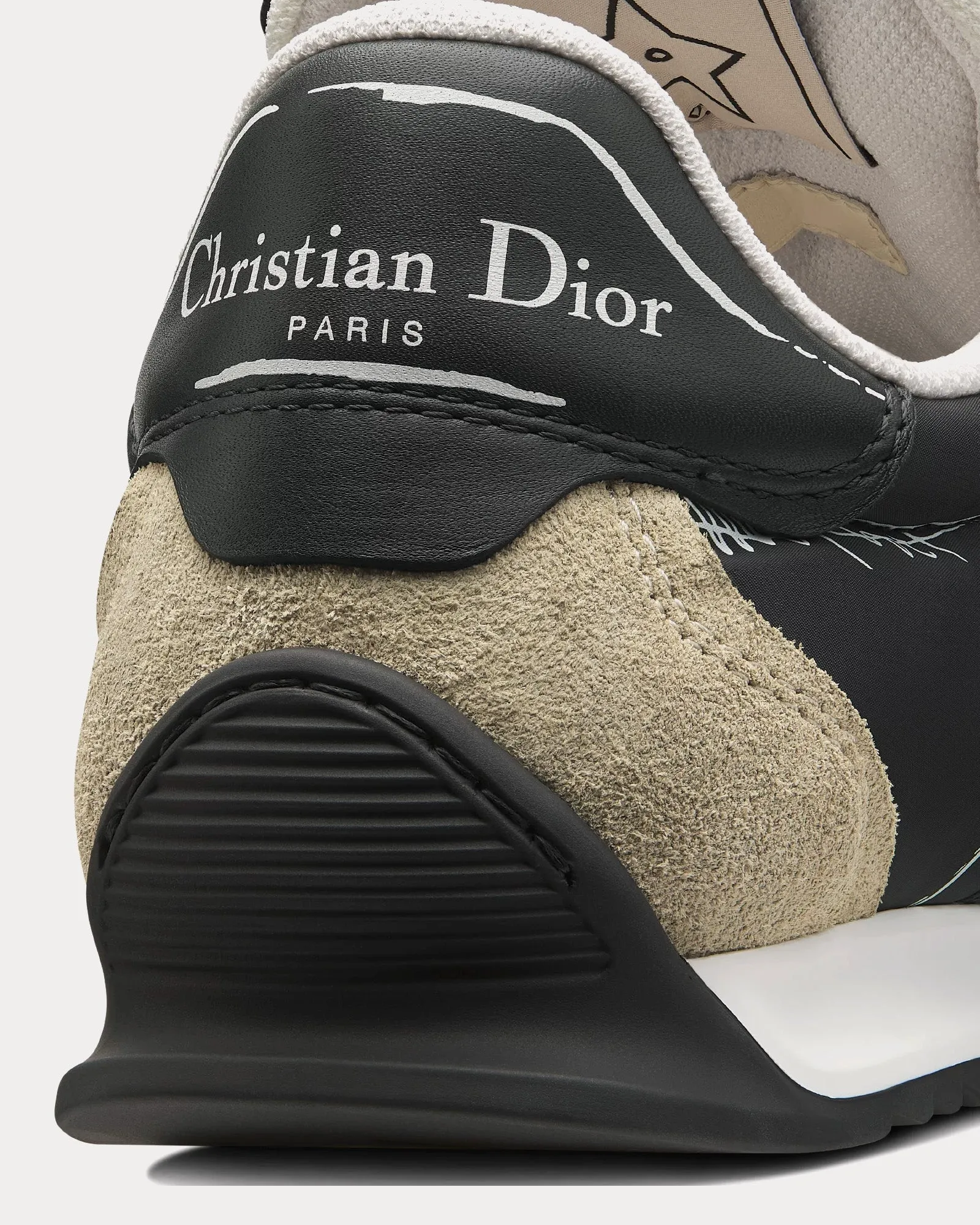 D-Sketch Nylon & Calfskin Black Low Top Sneakers