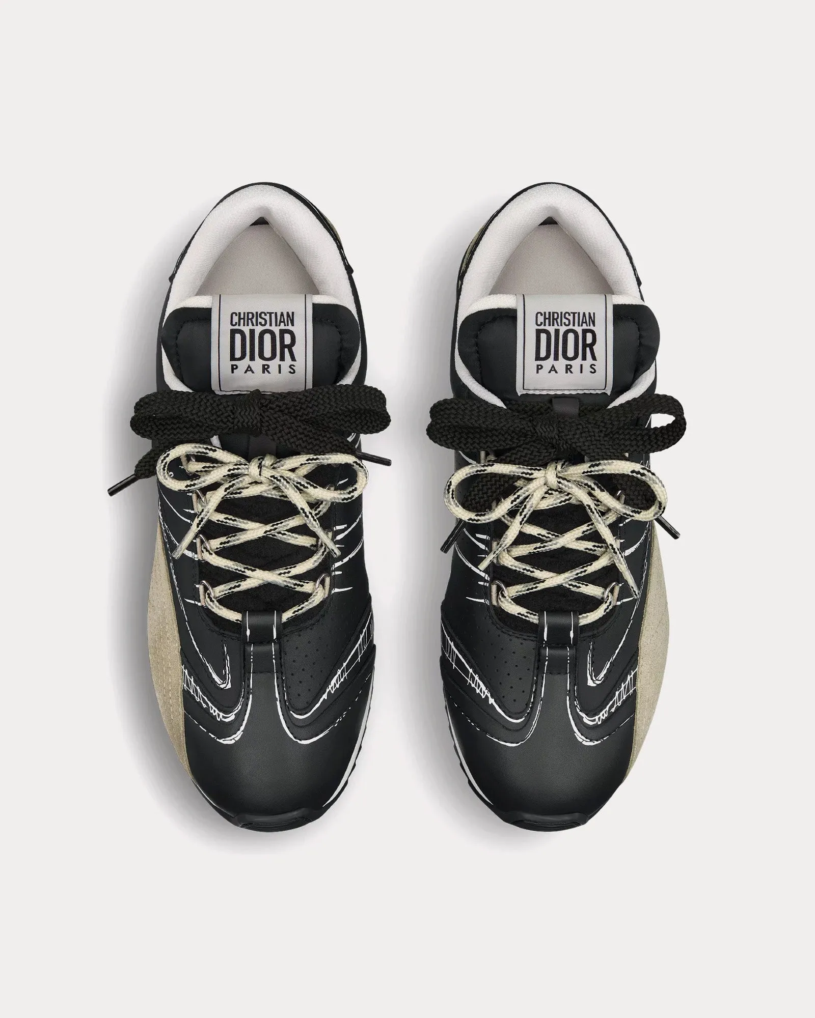 D-Sketch Nylon & Calfskin Black Low Top Sneakers