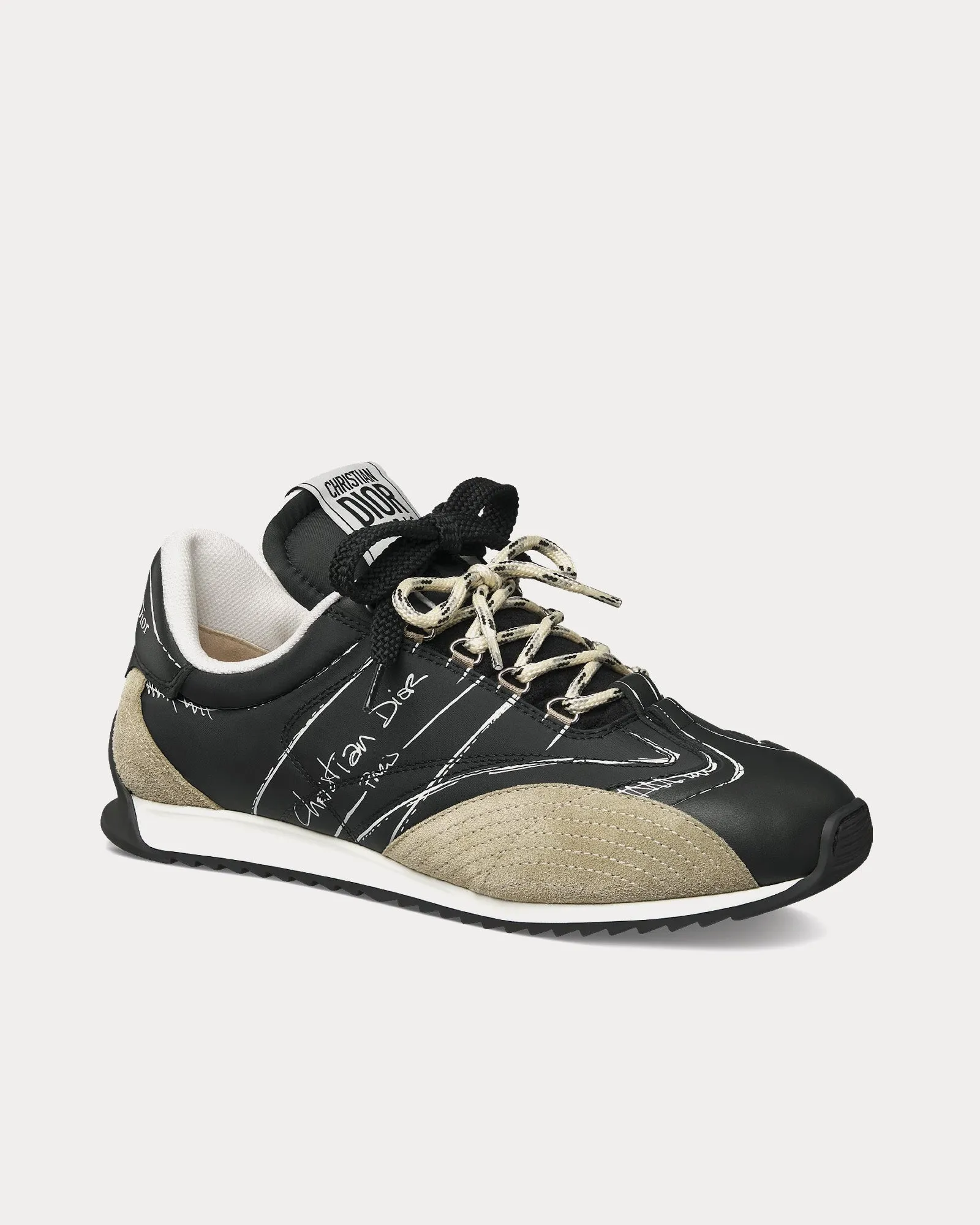 D-Sketch Nylon & Calfskin Black Low Top Sneakers