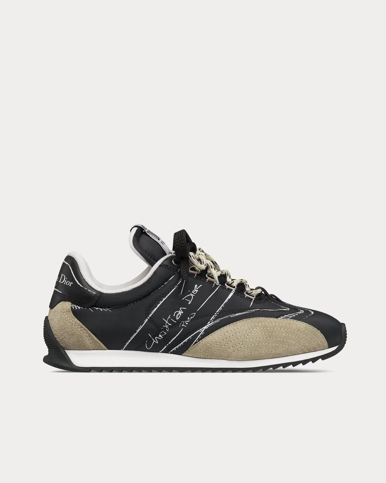 D-Sketch Nylon & Calfskin Black Low Top Sneakers