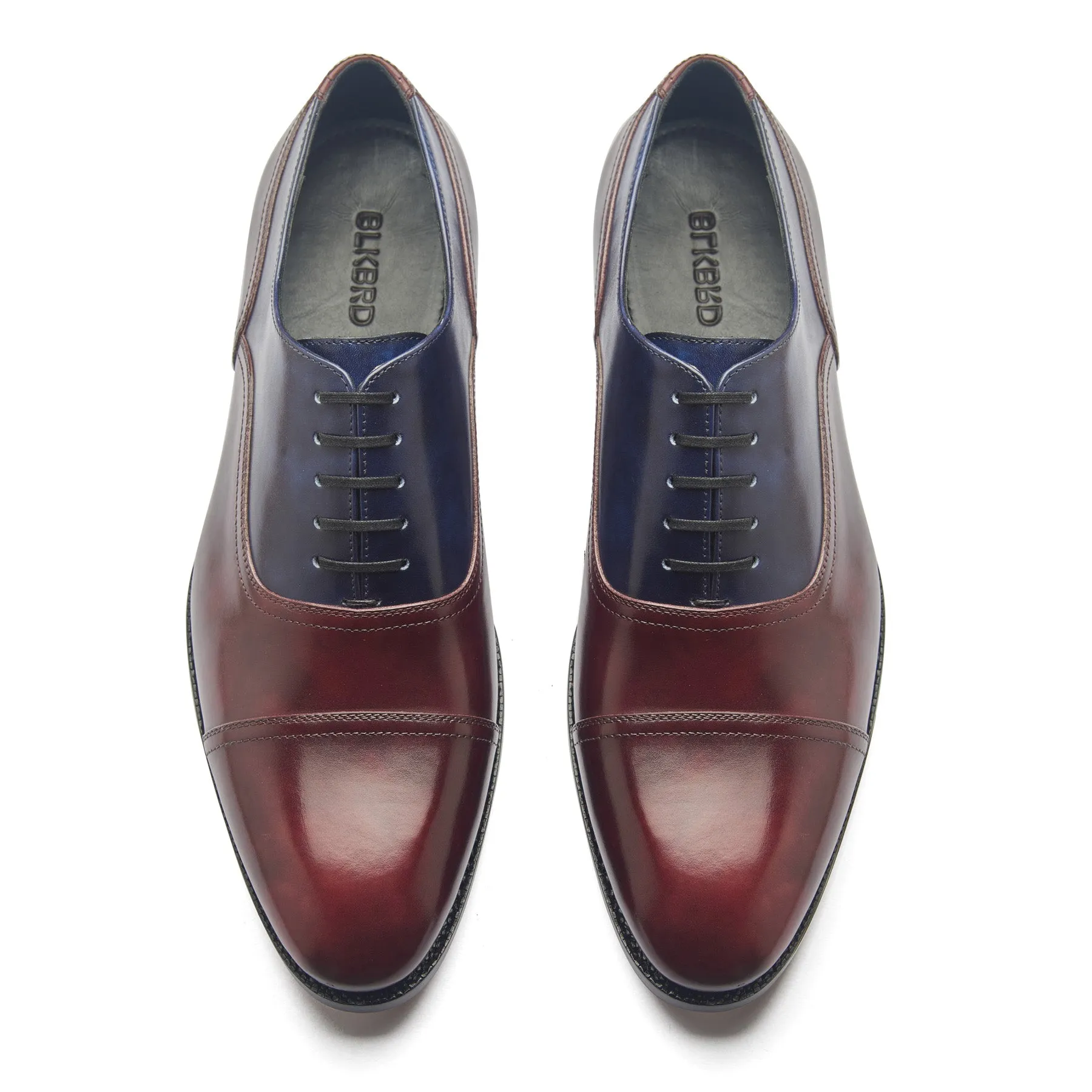 Enzo, Contemporary Balmoral - Navy & Burgundy Museum Calf | Hand Welted Contemporary Classics