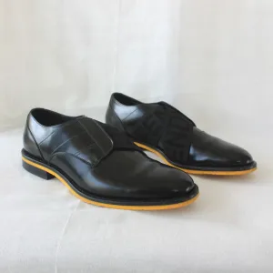 Fendi black leather derby with Fendi logo band, Mens size UK7