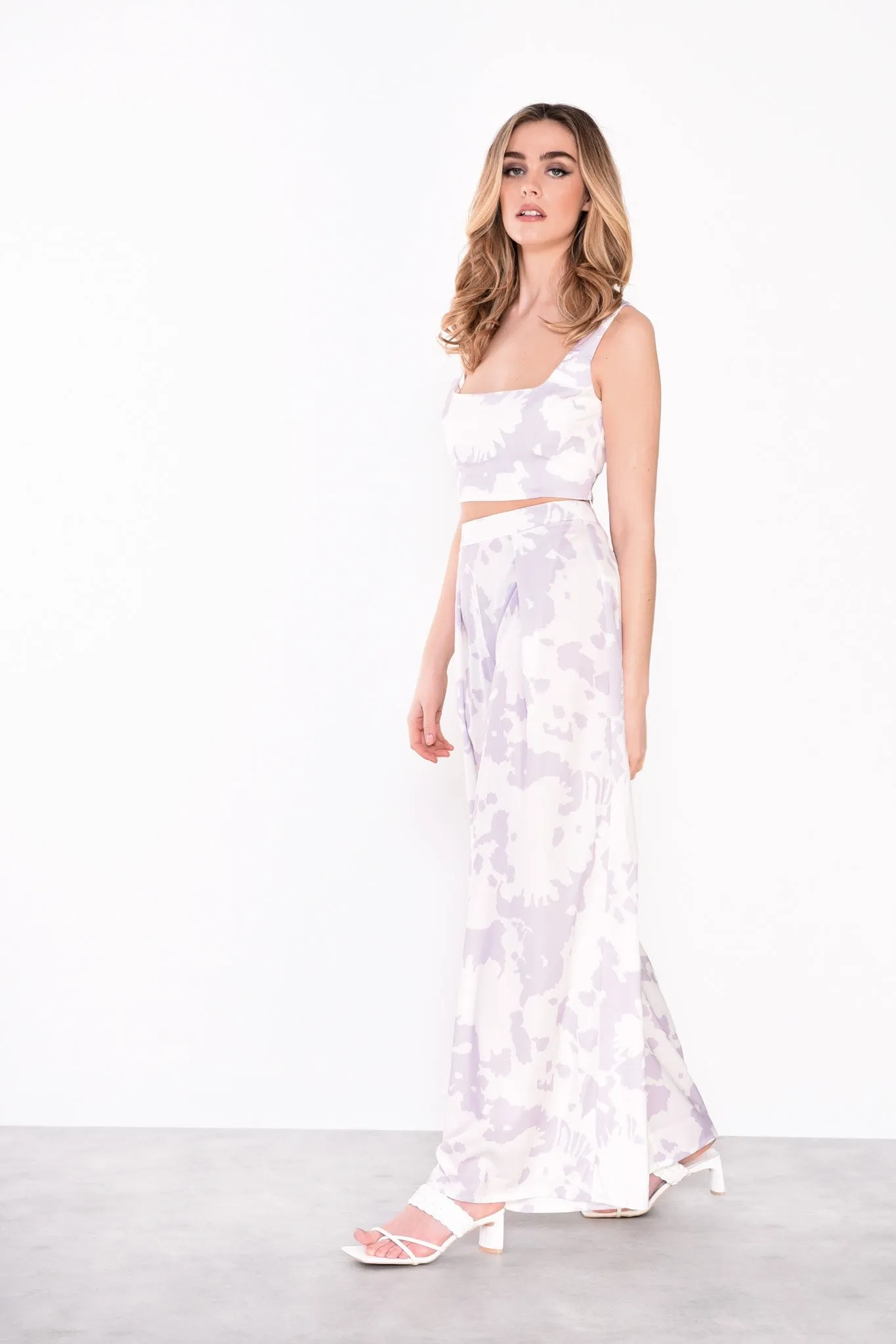 Glamorous Misty Lilac Abstract Crop Top