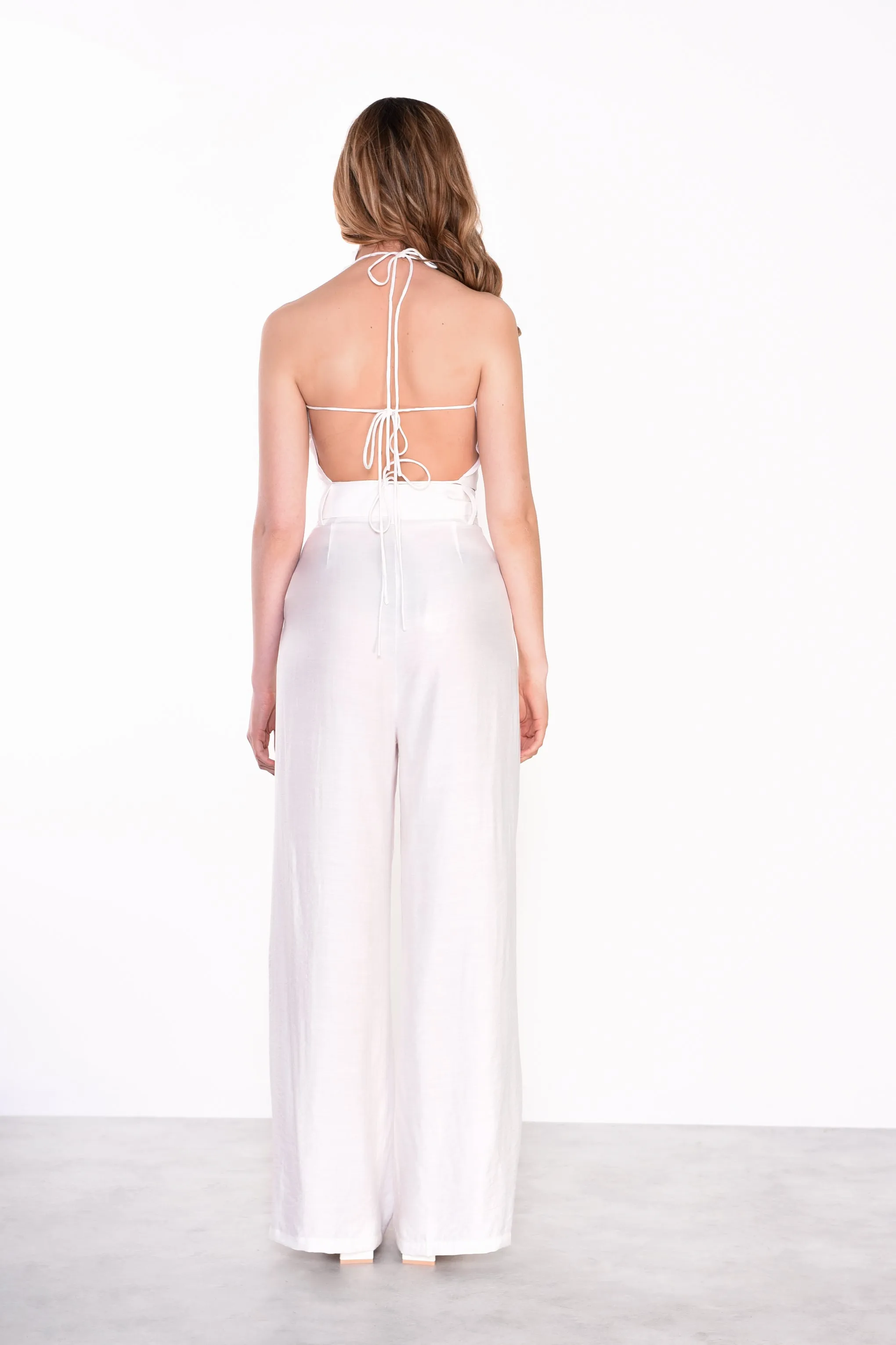 Glamorous White Cross Over Open Back Top
