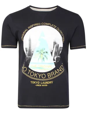 Halycon Motif T-Shirt in Dark Navy - Tokyo Laundry