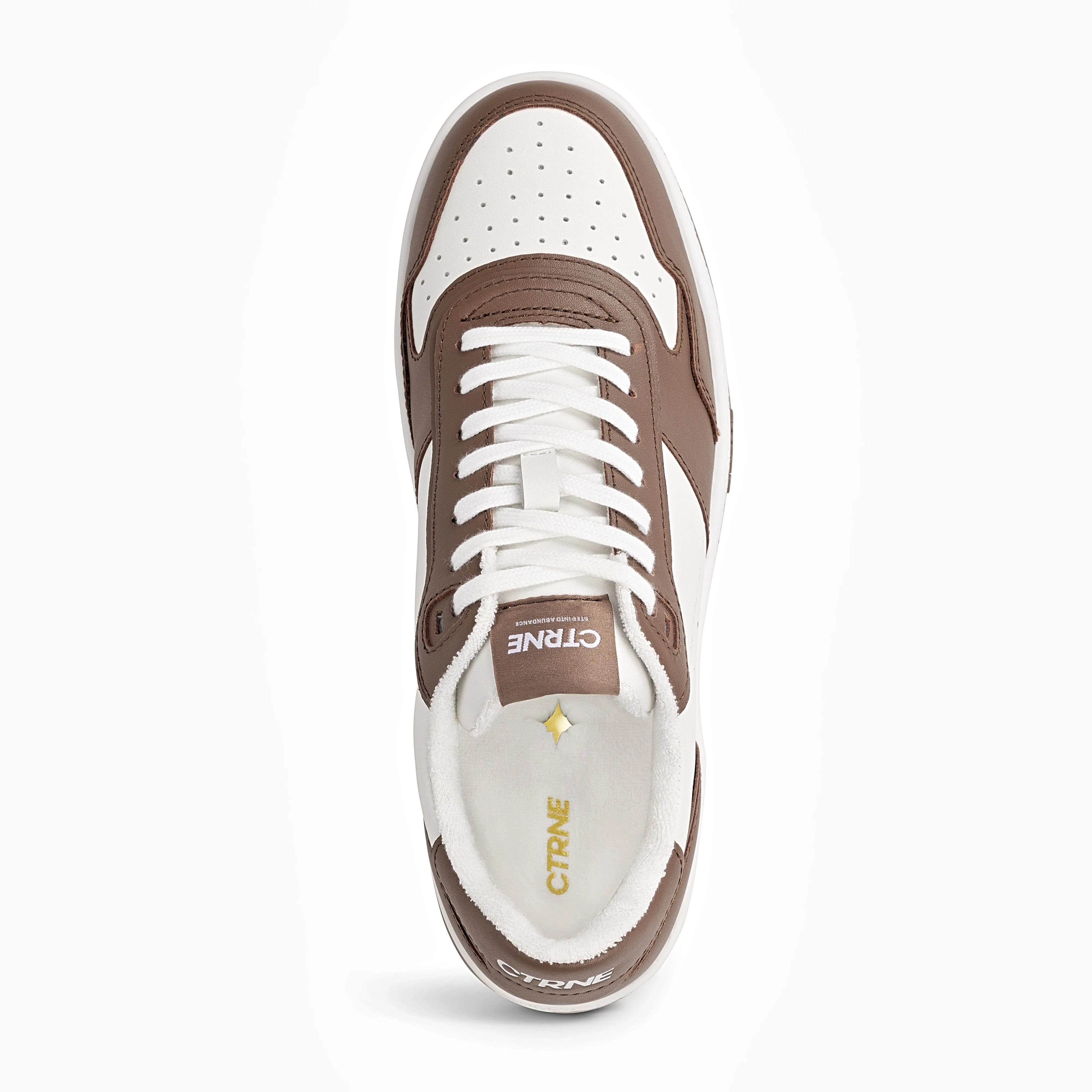 Orgonite Manifest Sneaker in White/Brown/Leather