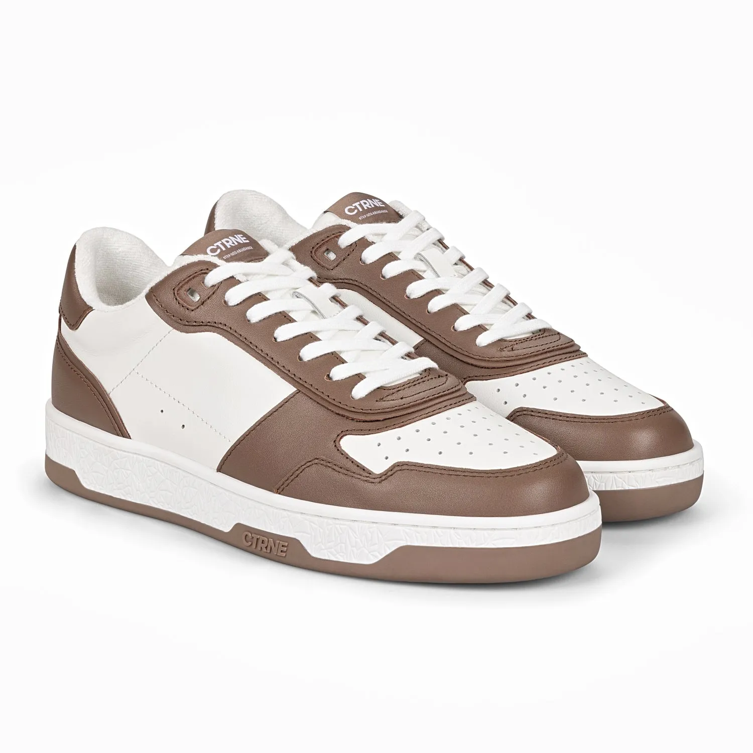 Orgonite Manifest Sneaker in White/Brown/Leather