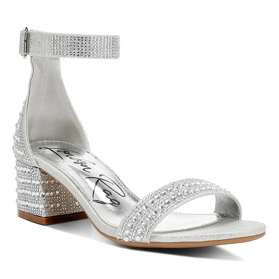 Rhinestones Embellished Block Sandals