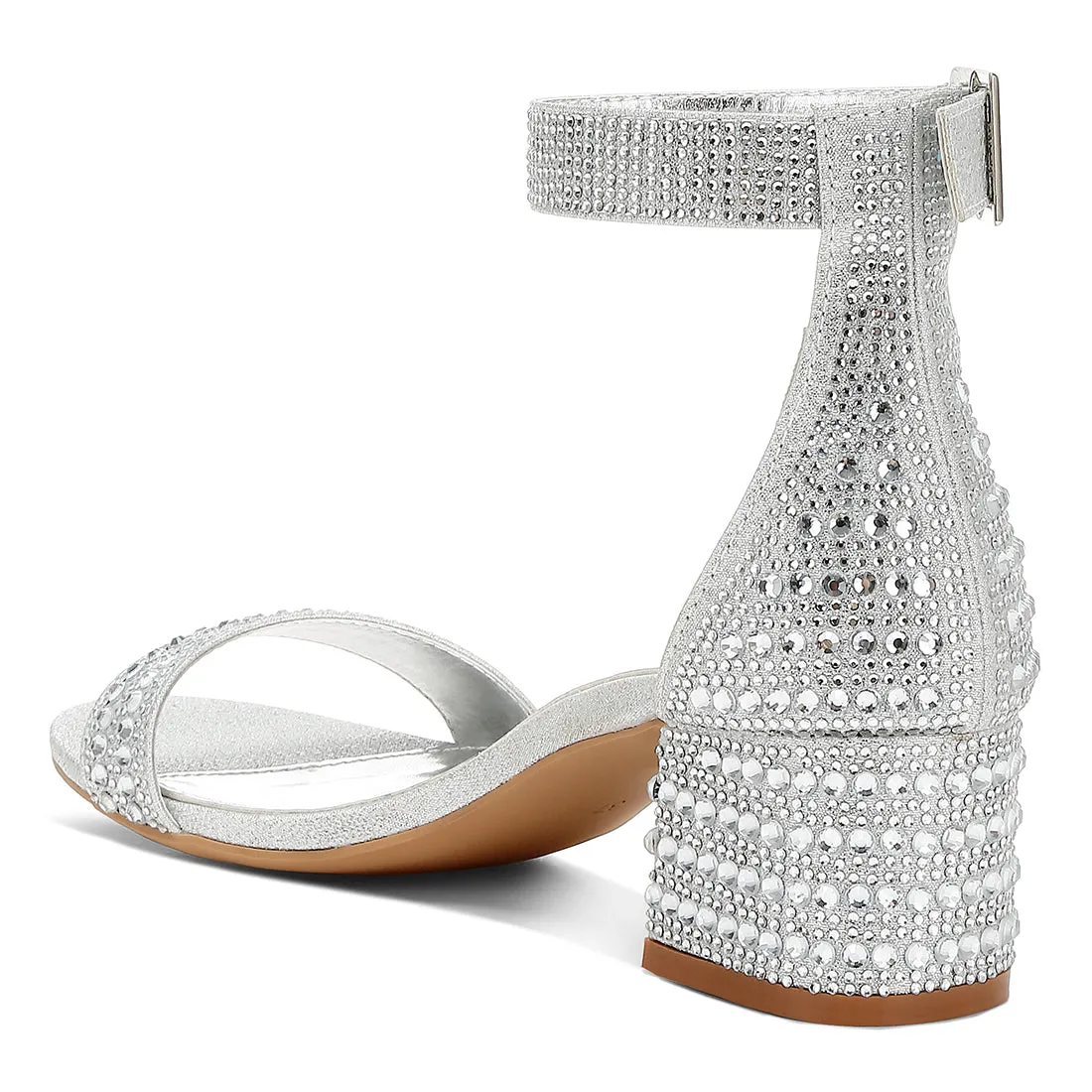 Rhinestones Embellished Block Sandals