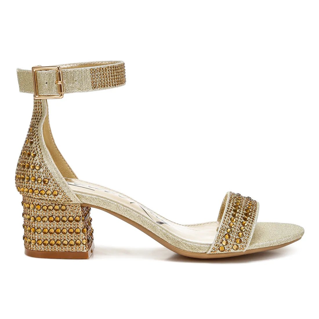 Rhinestones Embellished Block Sandals