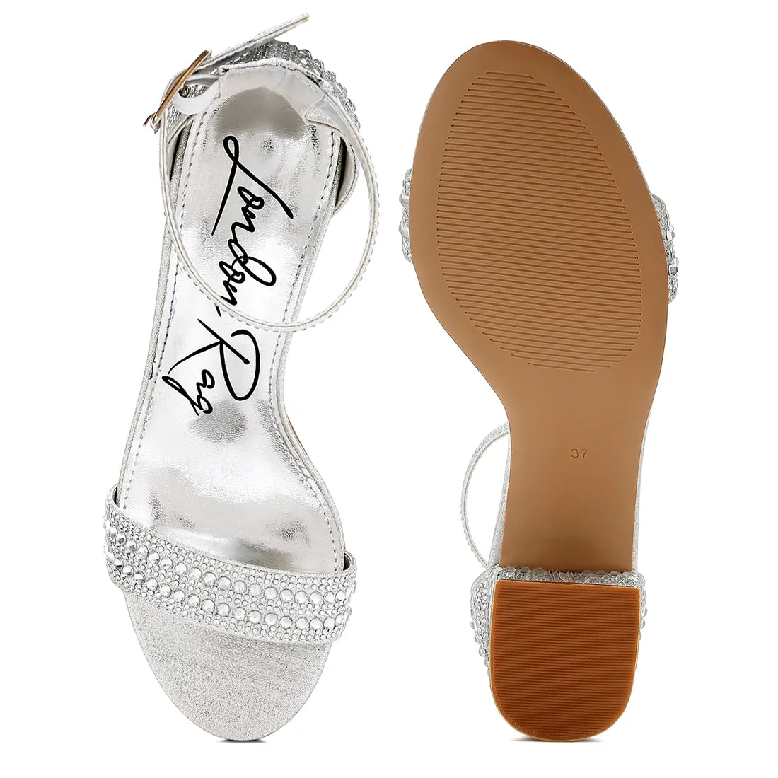 Rhinestones Embellished Block Sandals