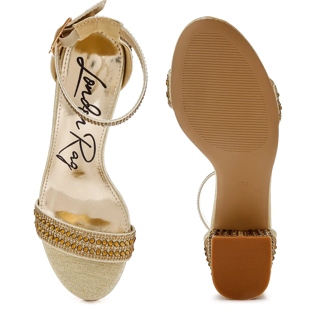Rhinestones Embellished Block Sandals
