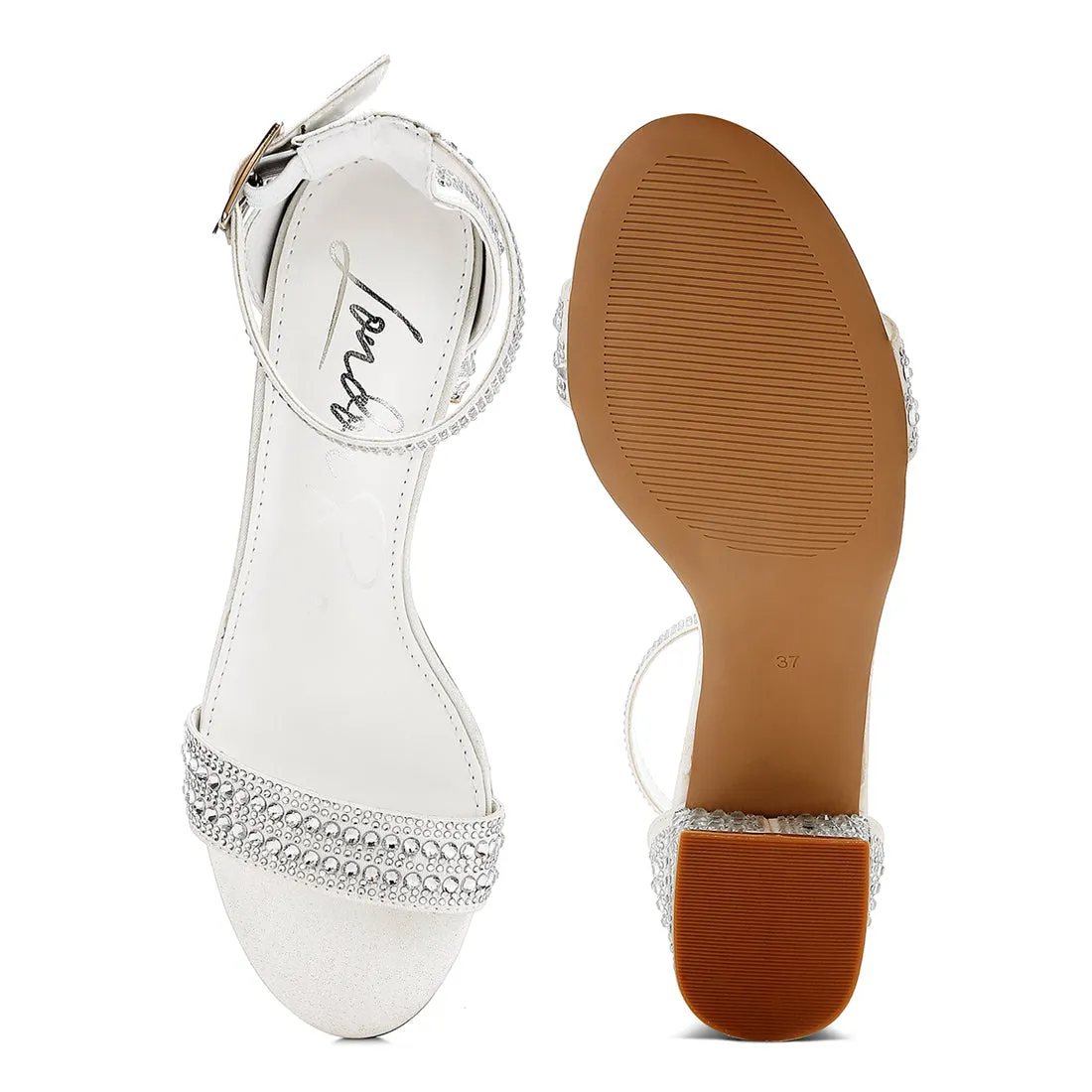 Rhinestones Embellished Block Sandals