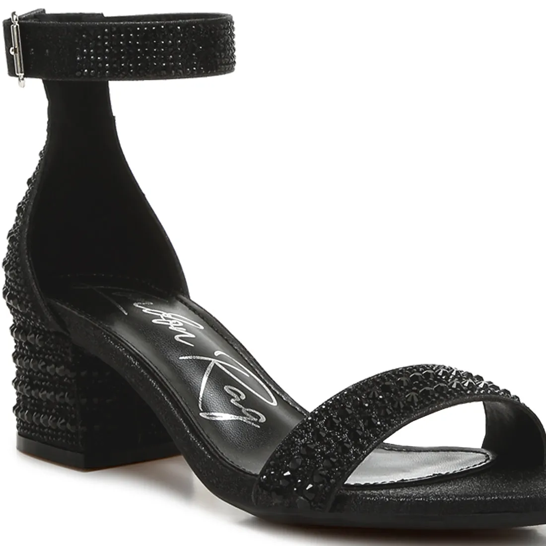 Rhinestones Embellished Block Sandals