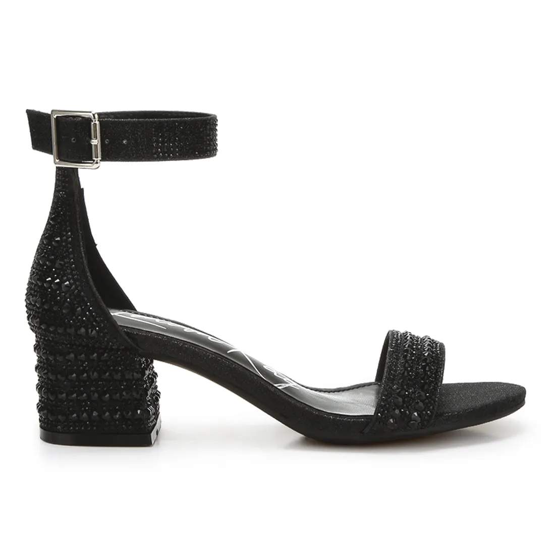 Rhinestones Embellished Block Sandals