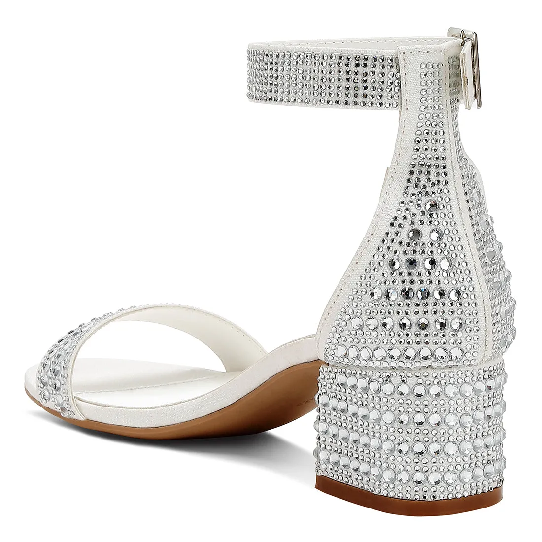 Rhinestones Embellished Block Sandals