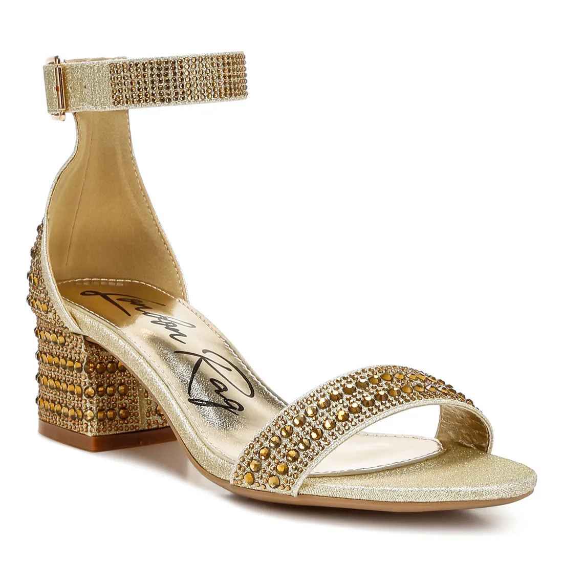 Rhinestones Embellished Block Sandals