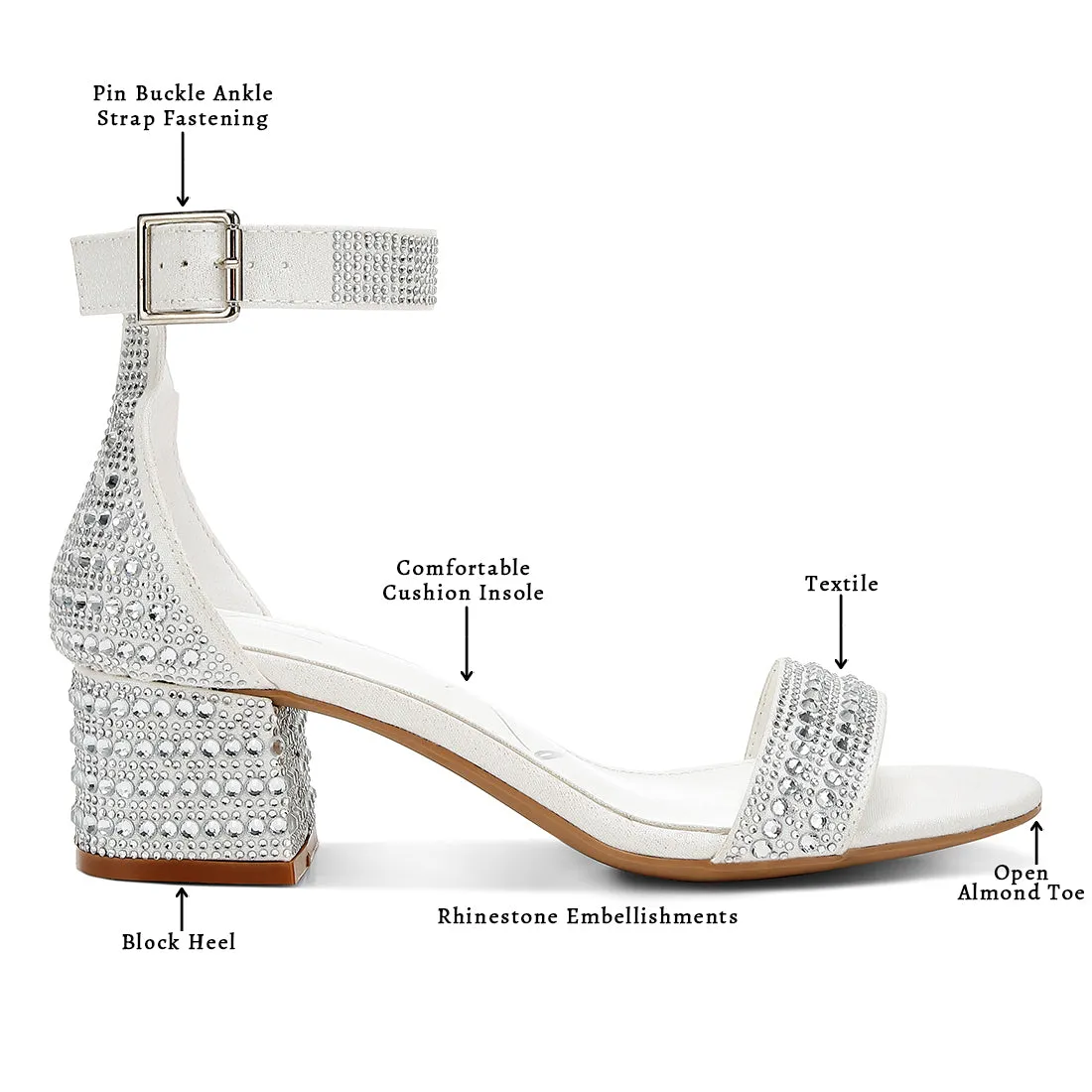 Rhinestones Embellished Block Sandals
