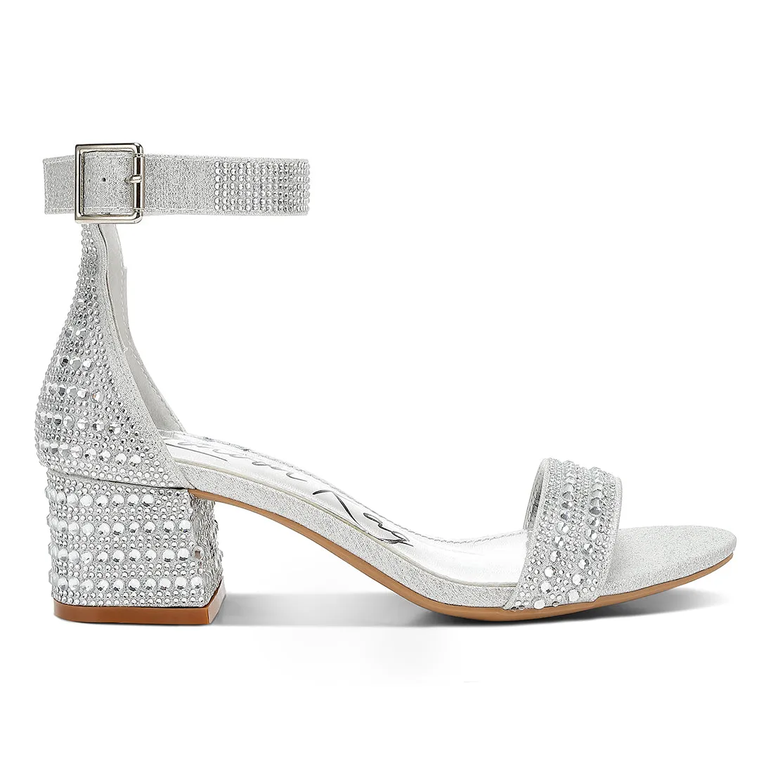 Rhinestones Embellished Block Sandals
