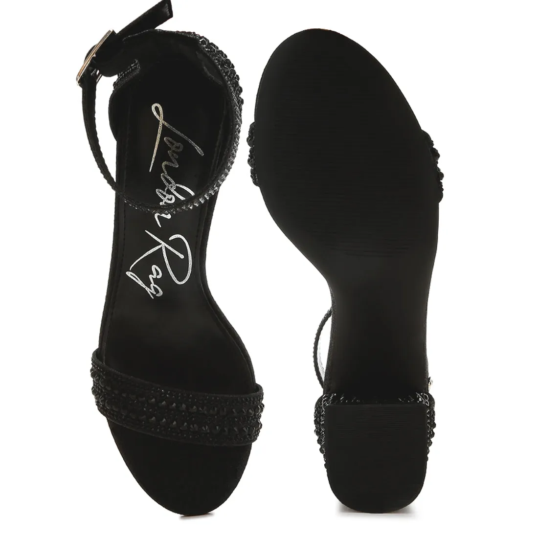 Rhinestones Embellished Block Sandals