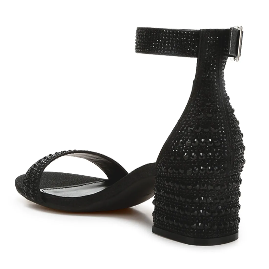 Rhinestones Embellished Block Sandals