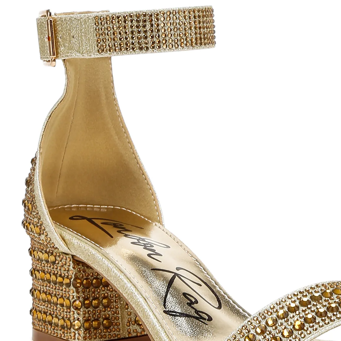Rhinestones Embellished Block Sandals