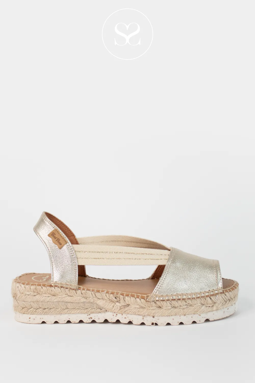TONI PONS ESTEL GOLD LOW WEDGE ESPADRILLE SLINGBACK SANDAL
