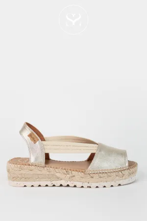 TONI PONS ESTEL GOLD LOW WEDGE ESPADRILLE SLINGBACK SANDAL