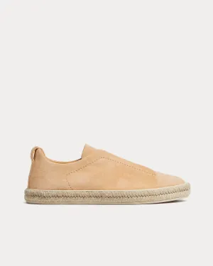 Triple Stitch Espadrilles Deerskin Peach Slip On Sneakers