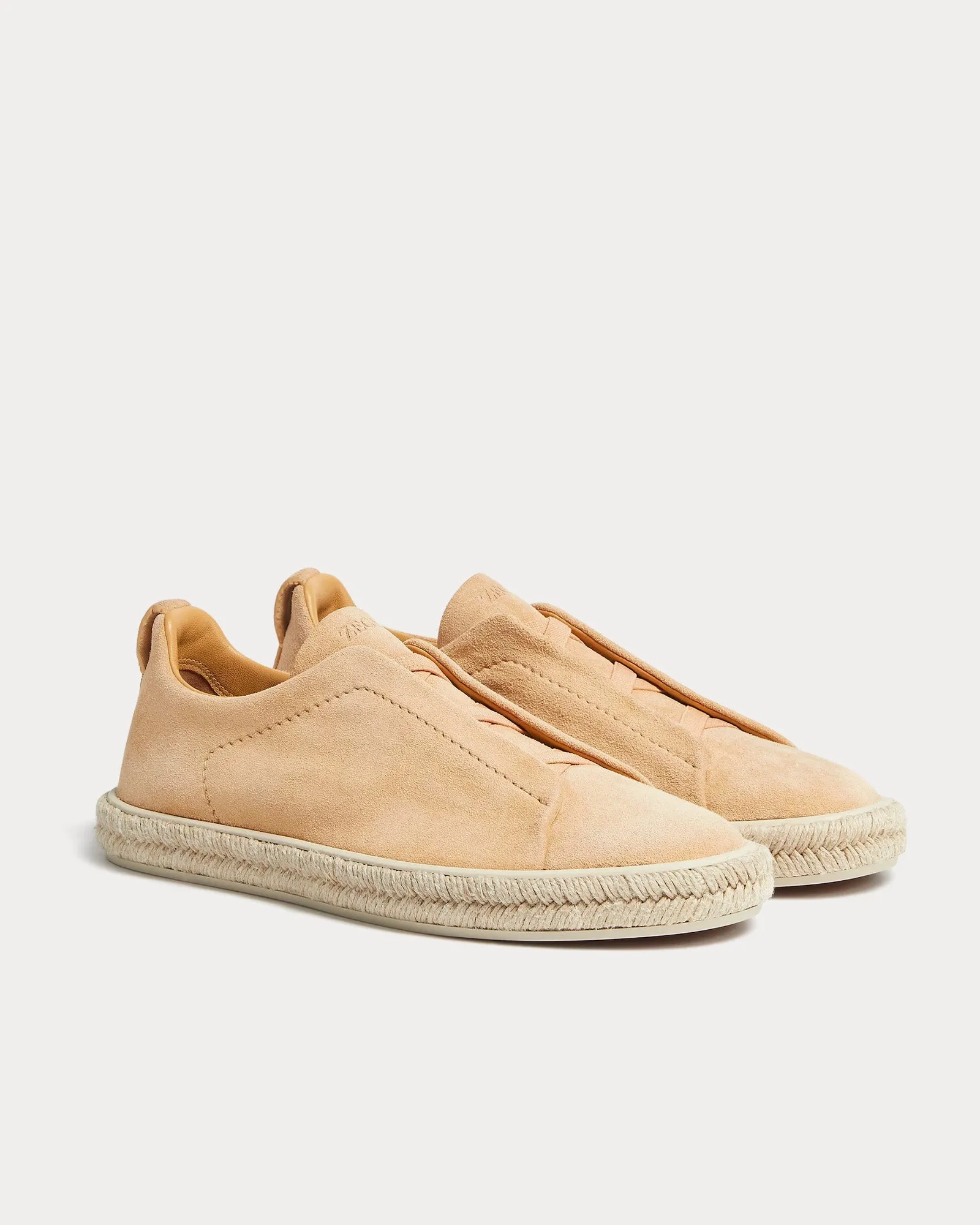 Triple Stitch Espadrilles Deerskin Peach Slip On Sneakers