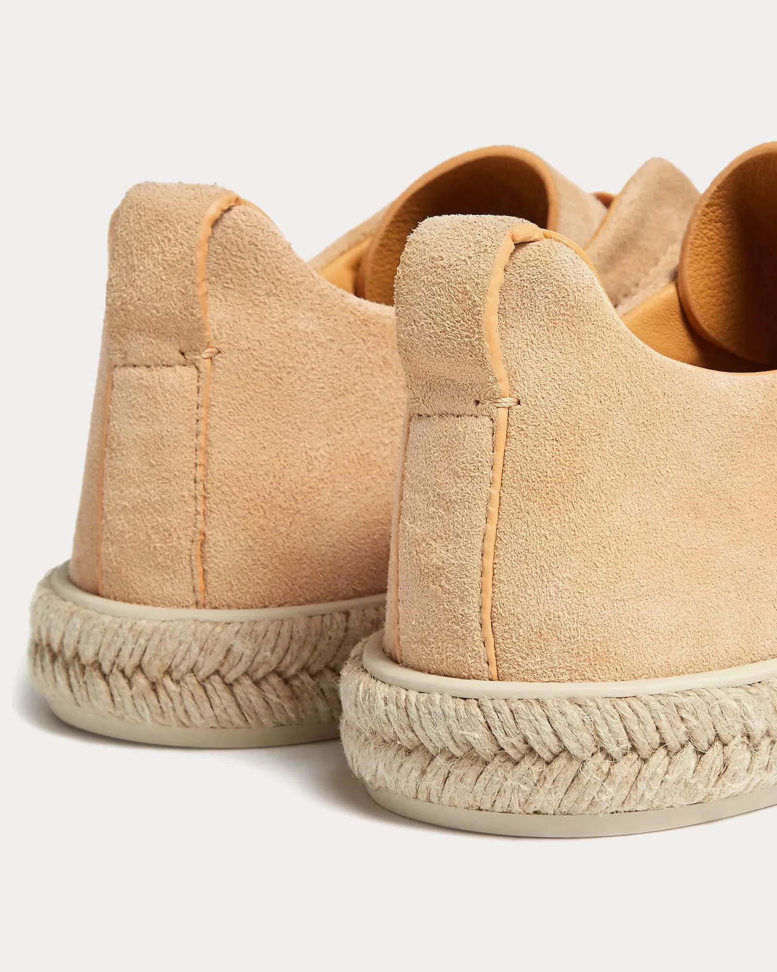 Triple Stitch Espadrilles Deerskin Peach Slip On Sneakers
