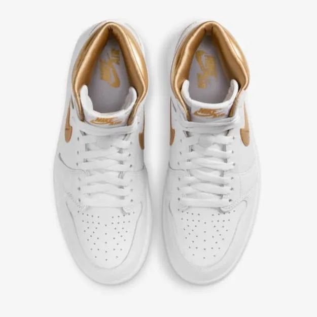 Women's Air Jordan 1 High OG White and Gold