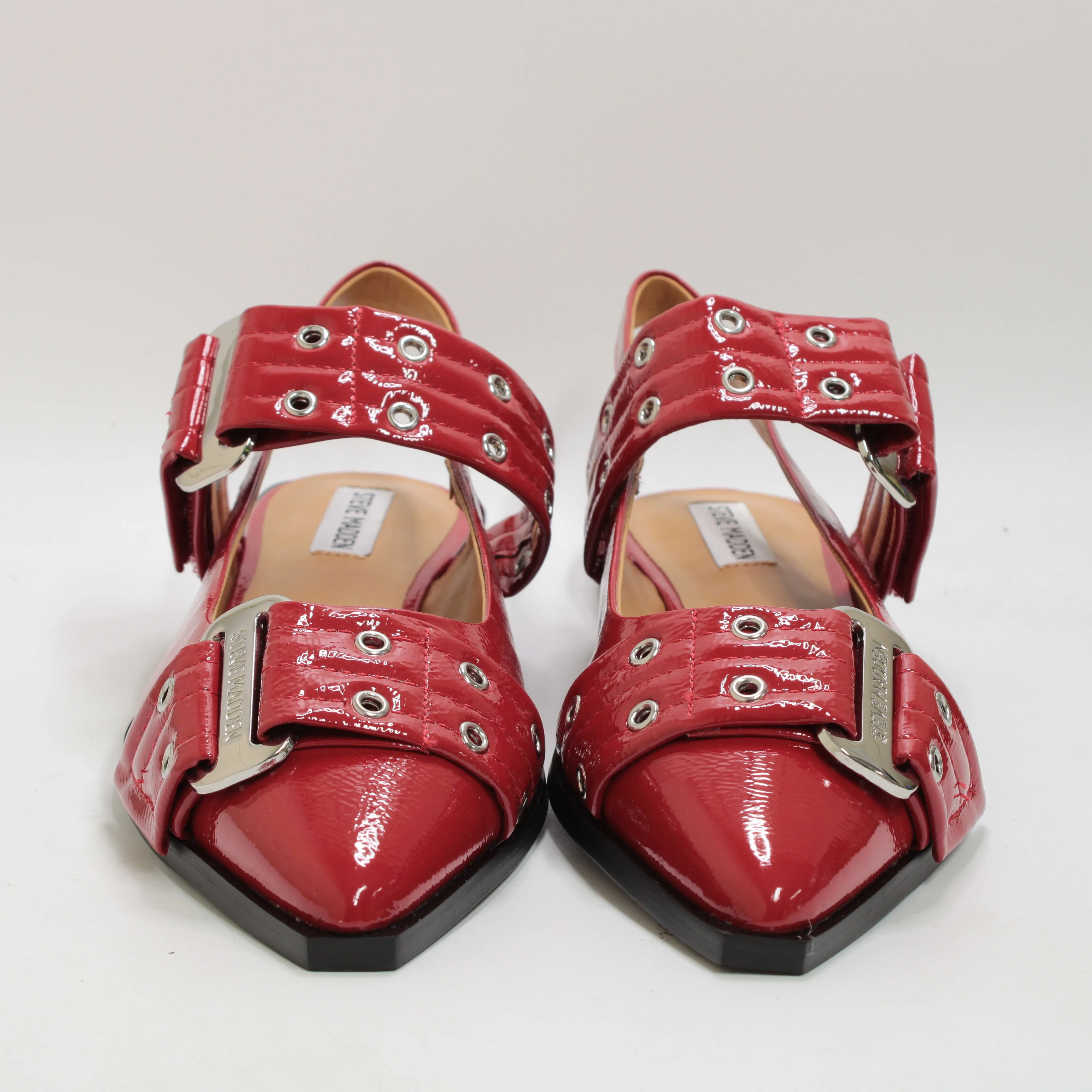 Womens Steve Madden Grand Ave Buckle Ballet Flats Red