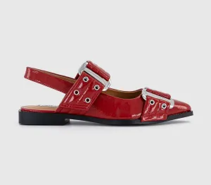 Womens Steve Madden Grand Ave Buckle Ballet Flats Red